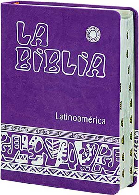 La Biblia Latinoamérica Letra Grande Símil-Piel Morada, Canto Plateado, Con Uñeros