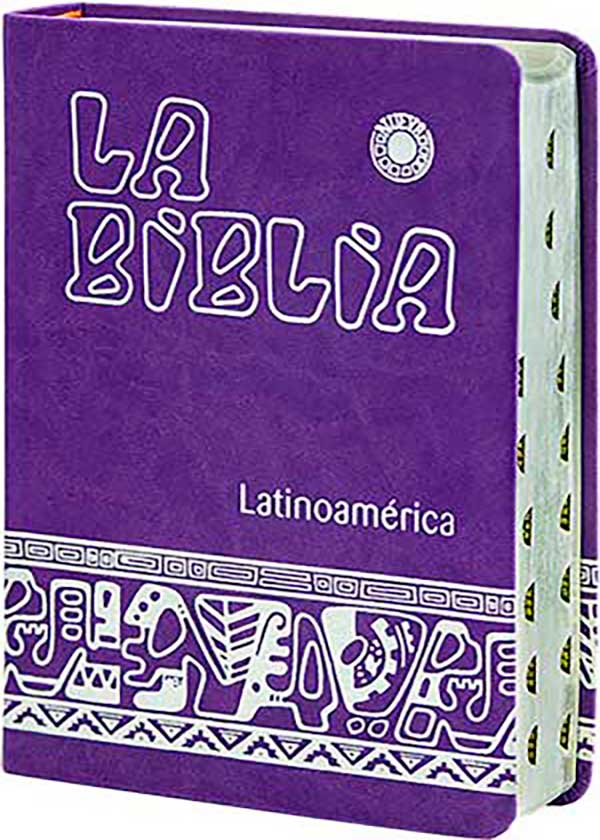 La Biblia Latinoamérica Letra Grande Símil-Piel Morada, Canto Plateado, Con Uñeros
